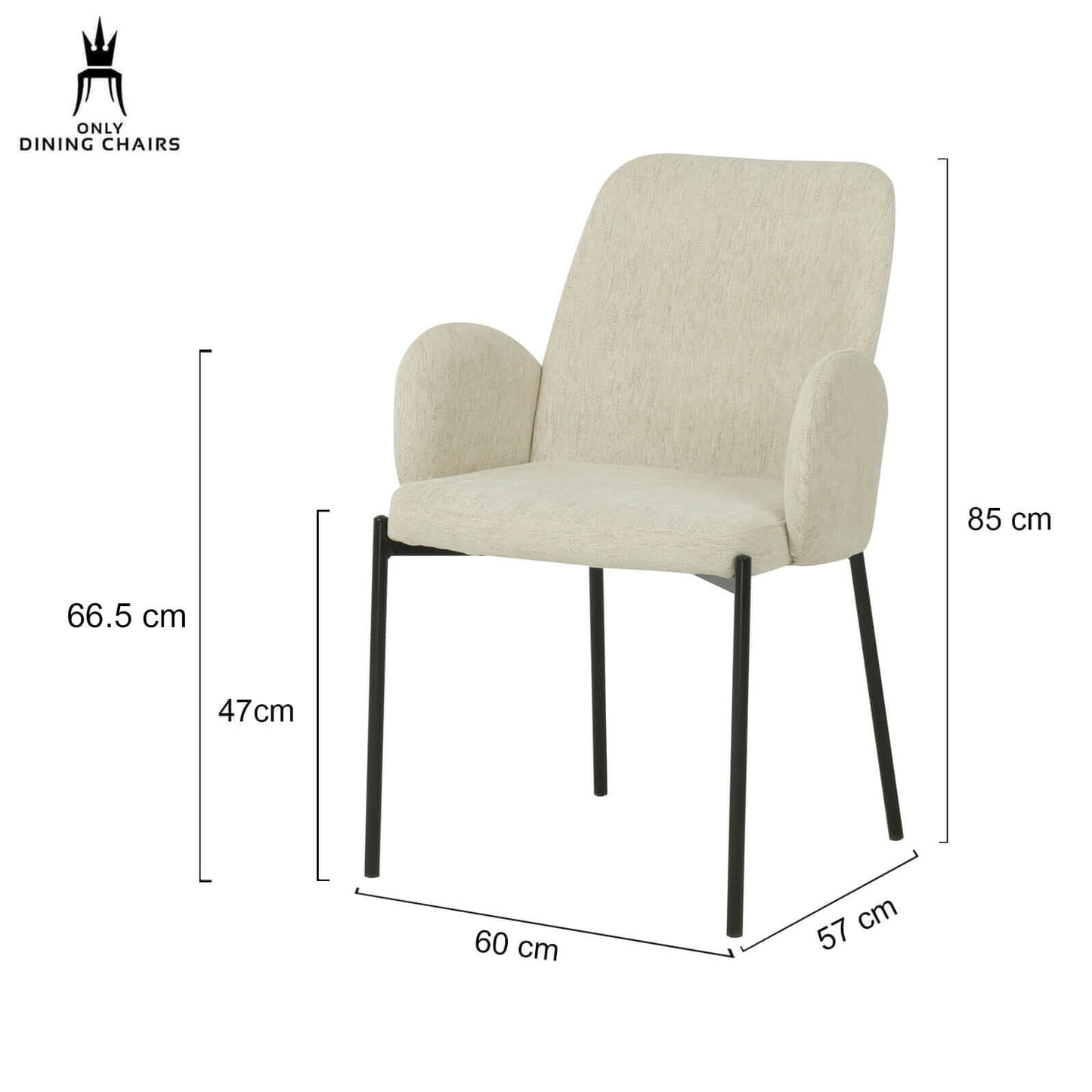 Owen | Modern Metal Fabric Dining Chairs With Arms | Set Of 2 | Oat