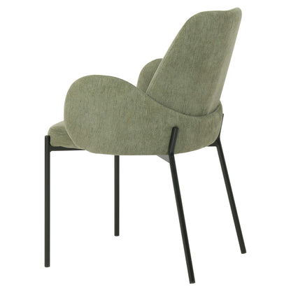 Owen | Modern Metal Fabric Dining Chairs With Arms | Set Of 2 | Sage