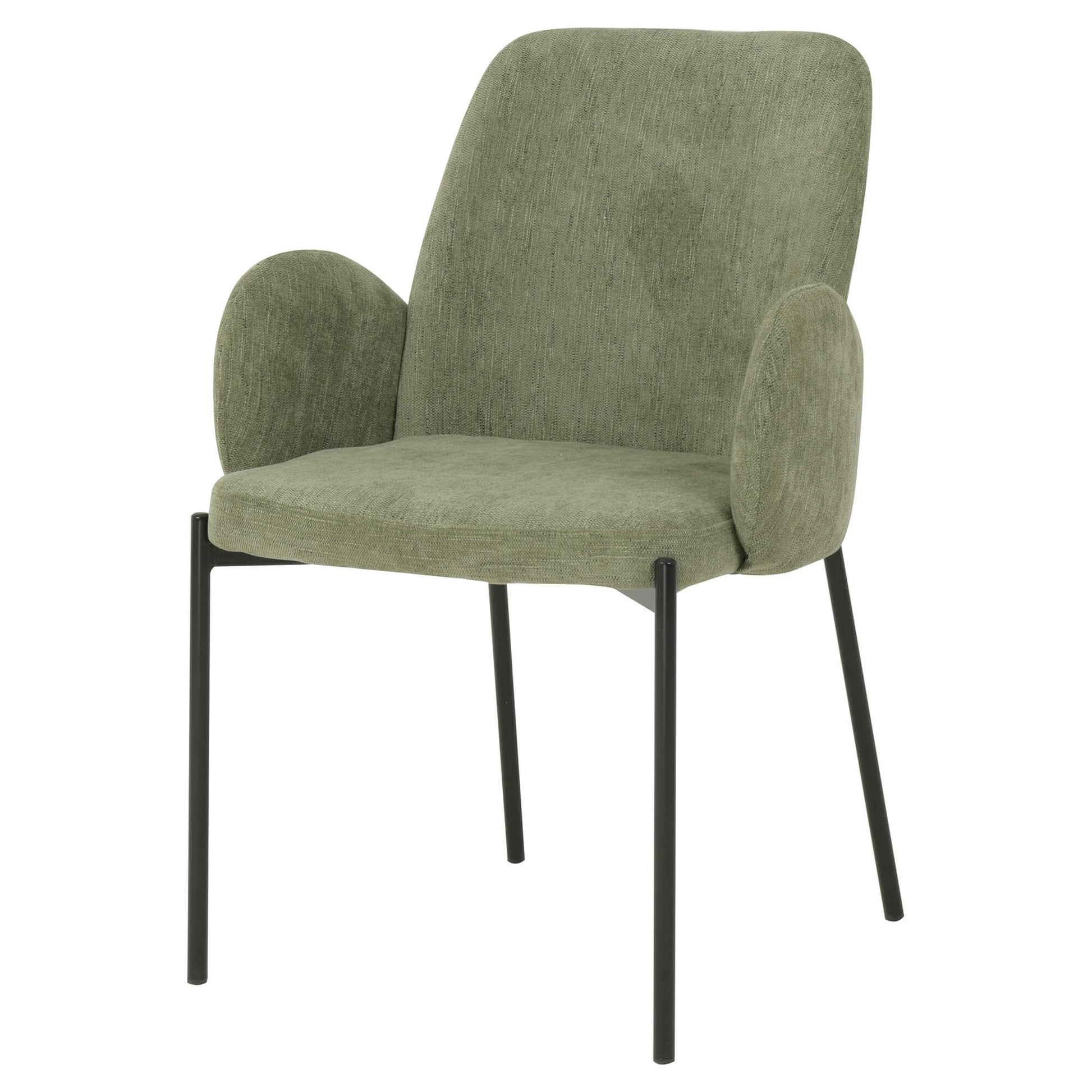 Owen | Modern Metal Fabric Dining Chairs With Arms | Set Of 2 | Sage