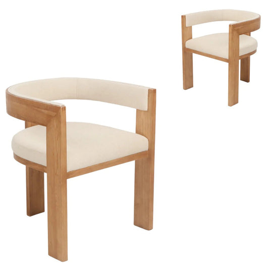 Panama | Coastal Hamptons Wooden Dining Chair With Arms | Set Of 2 | Natural