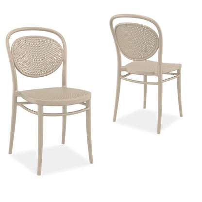 Regan | Plastic Stackable Outdoor Dining Chairs | Set Of 2 | Taupe