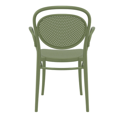 Regan | Plastic Stackable Outdoor Dining Chairs With Arms | Set Of 2