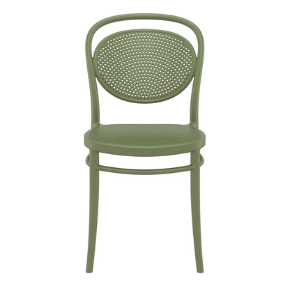 Regan | Plastic Stackable Outdoor Dining Chairs | Set Of 2 | Olive Green