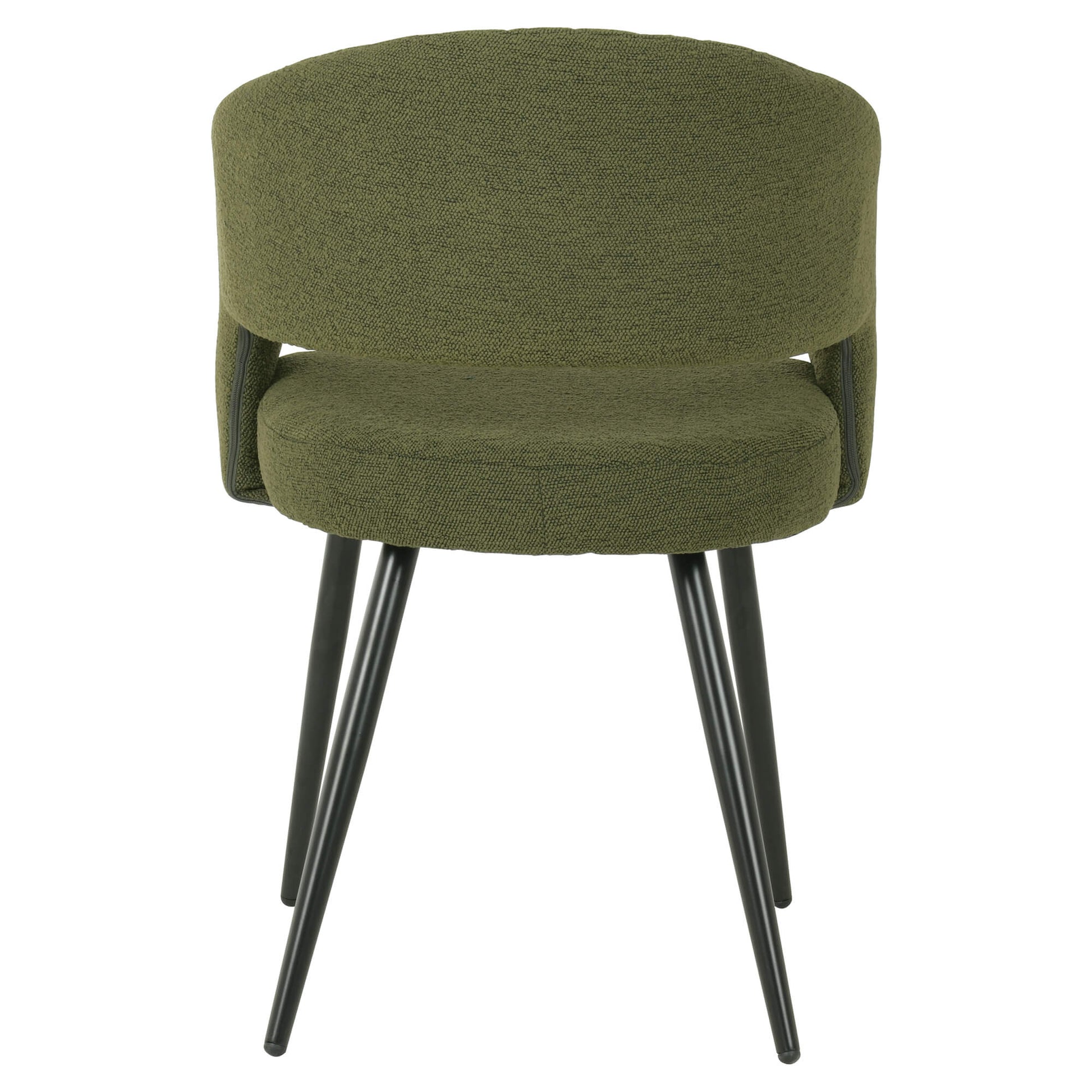 Renwick | Boucle Modern Metal Fabric Dining Chairs | Set Of 2 | Olive Green 