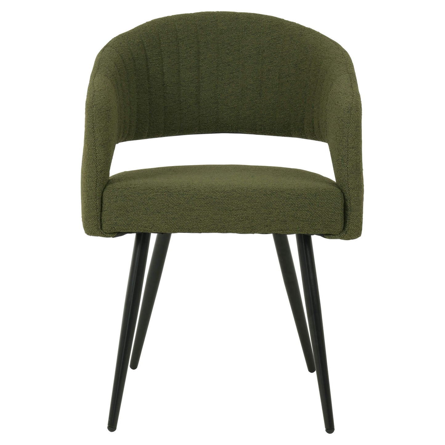 Renwick | Boucle Modern Metal Fabric Dining Chairs | Set Of 2 | Olive Green 