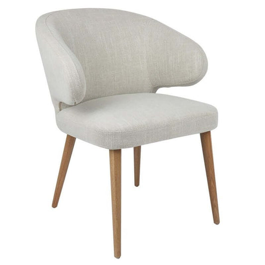 Robin Version 2 | Natural Wooden Legs Natural Fabric Dining Chairs With Arms | Natural