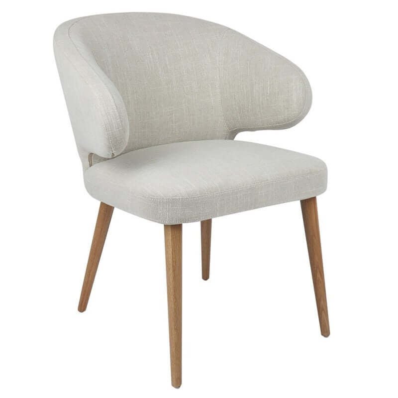 Robin Version 2 | Natural Wooden Legs Natural Fabric Dining Chairs With Arms | Natural
