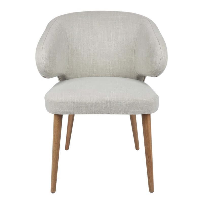 Robin Version 2 | Natural Wooden Legs Natural Fabric Dining Chairs With Arms | Natural