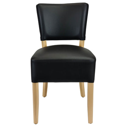 Salamanca Version 2 | Black Vinyl Wooden Dining Chairs | Set Of 2 | Natural