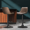 Sheraton | Modern Brown Black PU Leather Bar Stools | Set Of 2