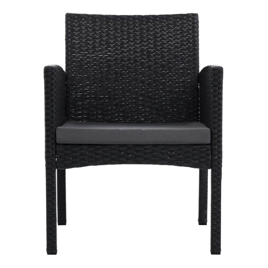 Sorrento | Grey, Black, Rattan Outdoor Dining Chairs | Set Of 2 | Grey