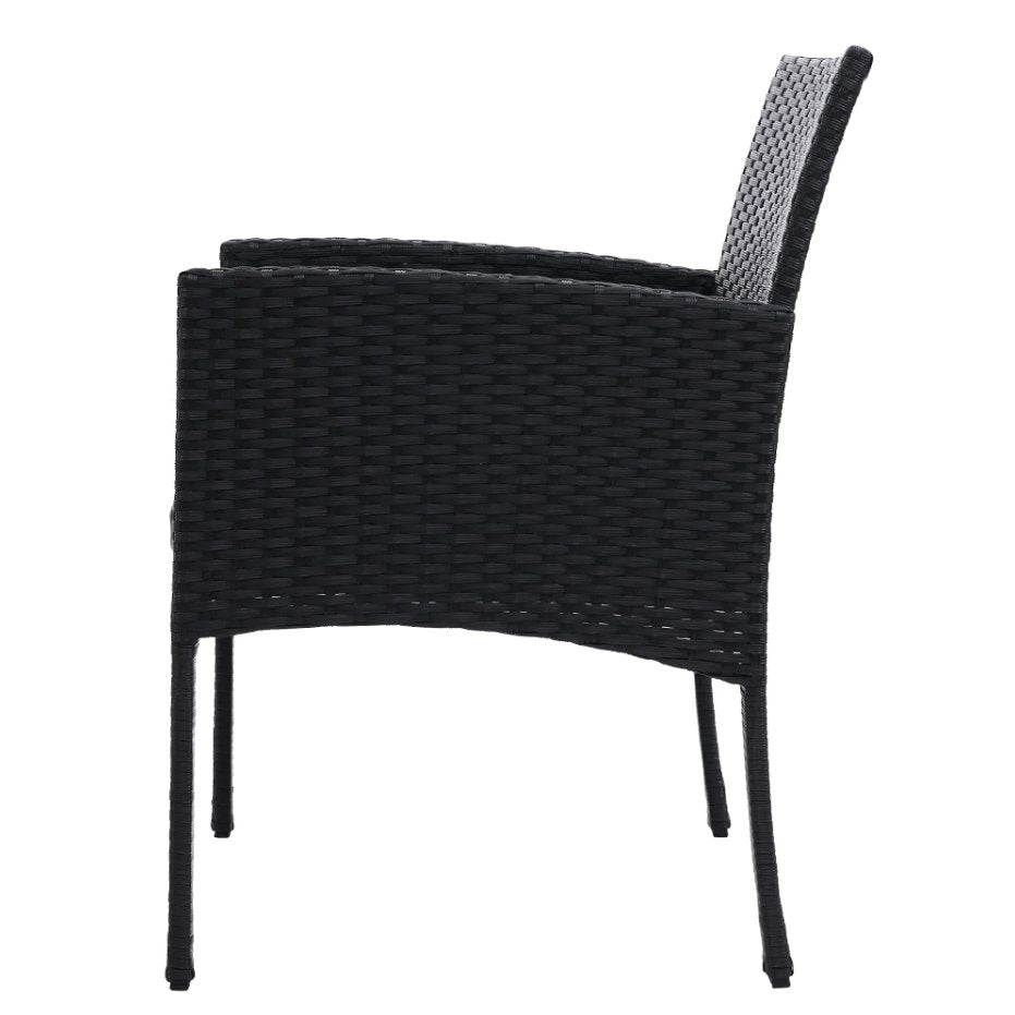 Black Grey Rattan Outdoor Dining Chairs Sorrento