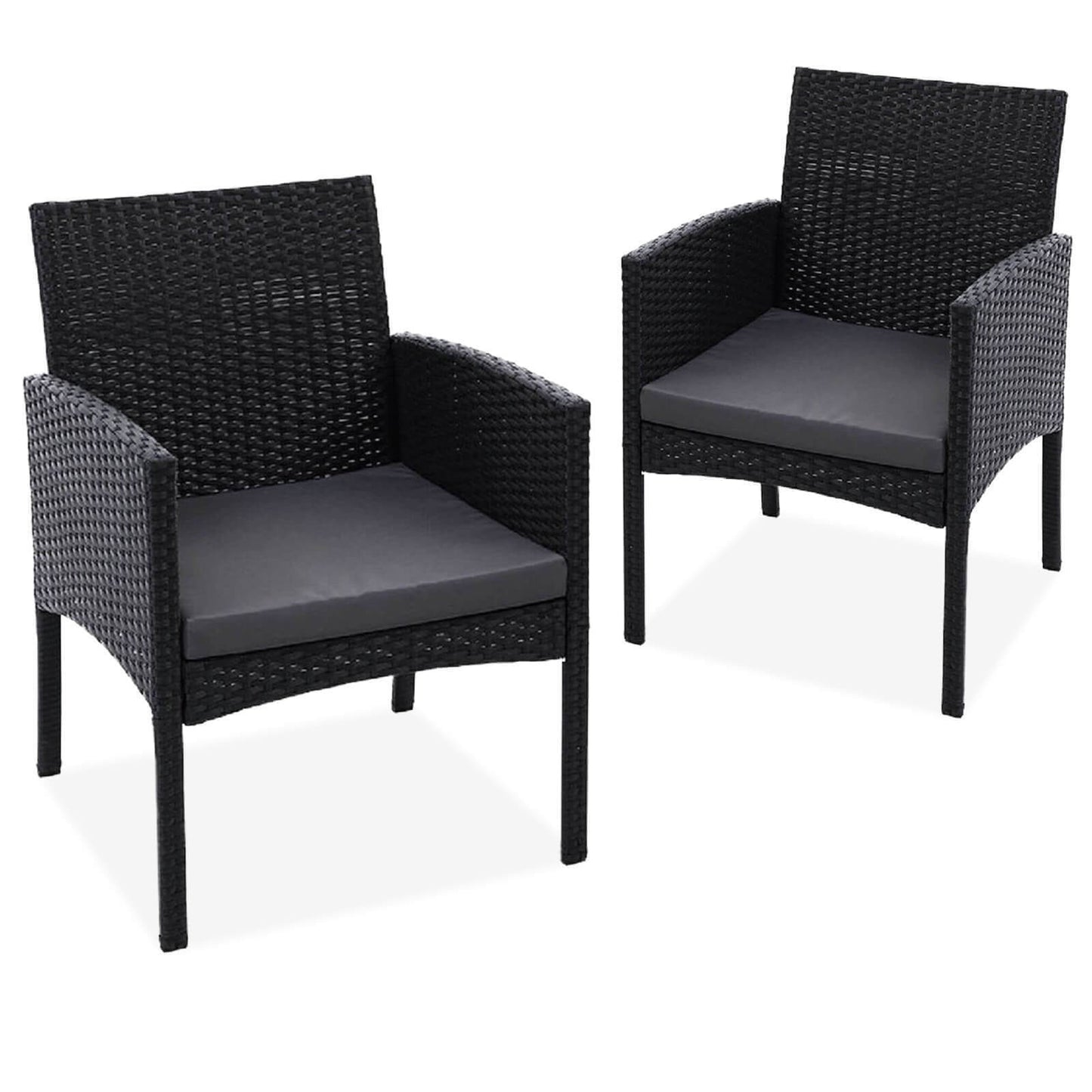 Sorrento | Grey, Black, Rattan Outdoor Dining Chairs | Set Of 2 | Grey