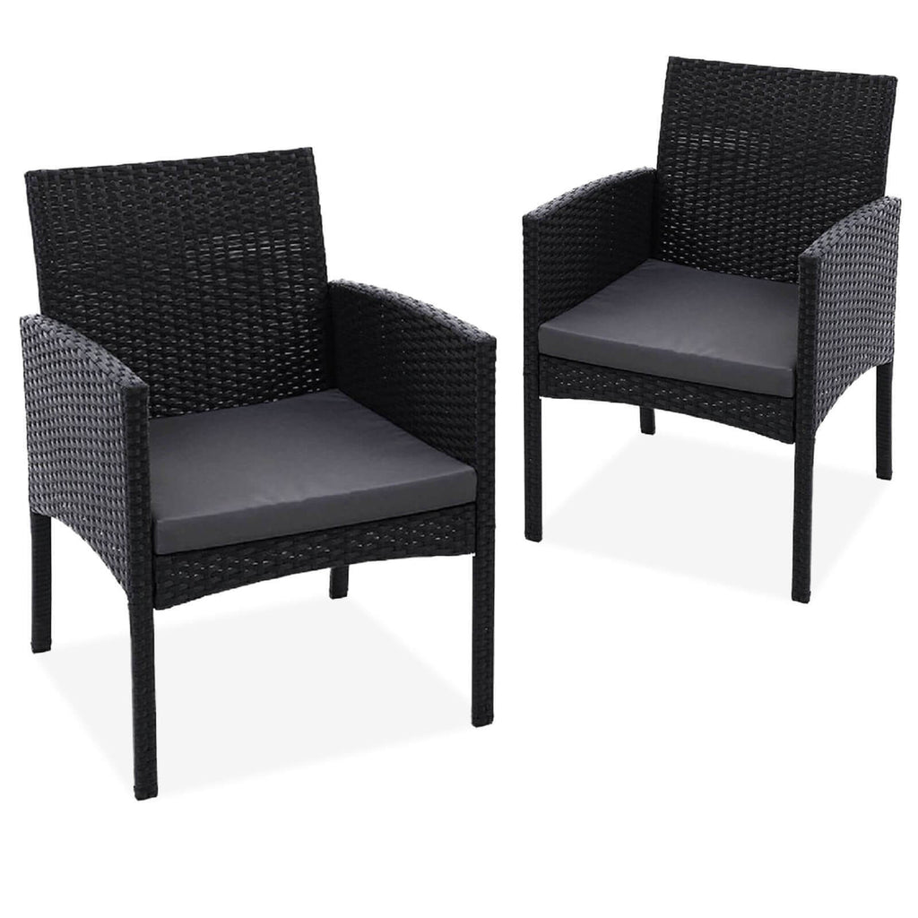 Sorrento | Grey, Black, Rattan Outdoor Dining Chairs | Set Of 2