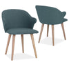 Spencer | Fabric Mid Century Wooden Dining Chairs | Set Of 2 | Blue