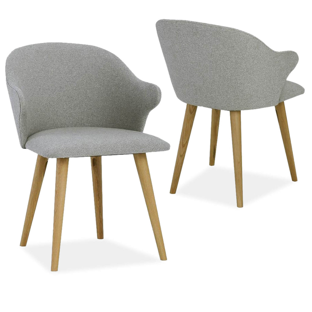 Spencer | Fabric Mid Century Wooden Dining Chairs | Set Of 2 | Grey