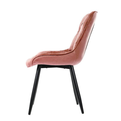 Stamford | Modern Metal Velvet Dining Chairs | Set Of 2 | Pink