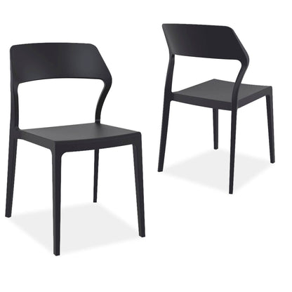 Stanley | Plastic, Stackable Outdoor Dining Chairs | Set Of 2 | Black