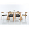 Stannis | Leather Natural Wooden Elbow Dining Chairs | Set Of 2