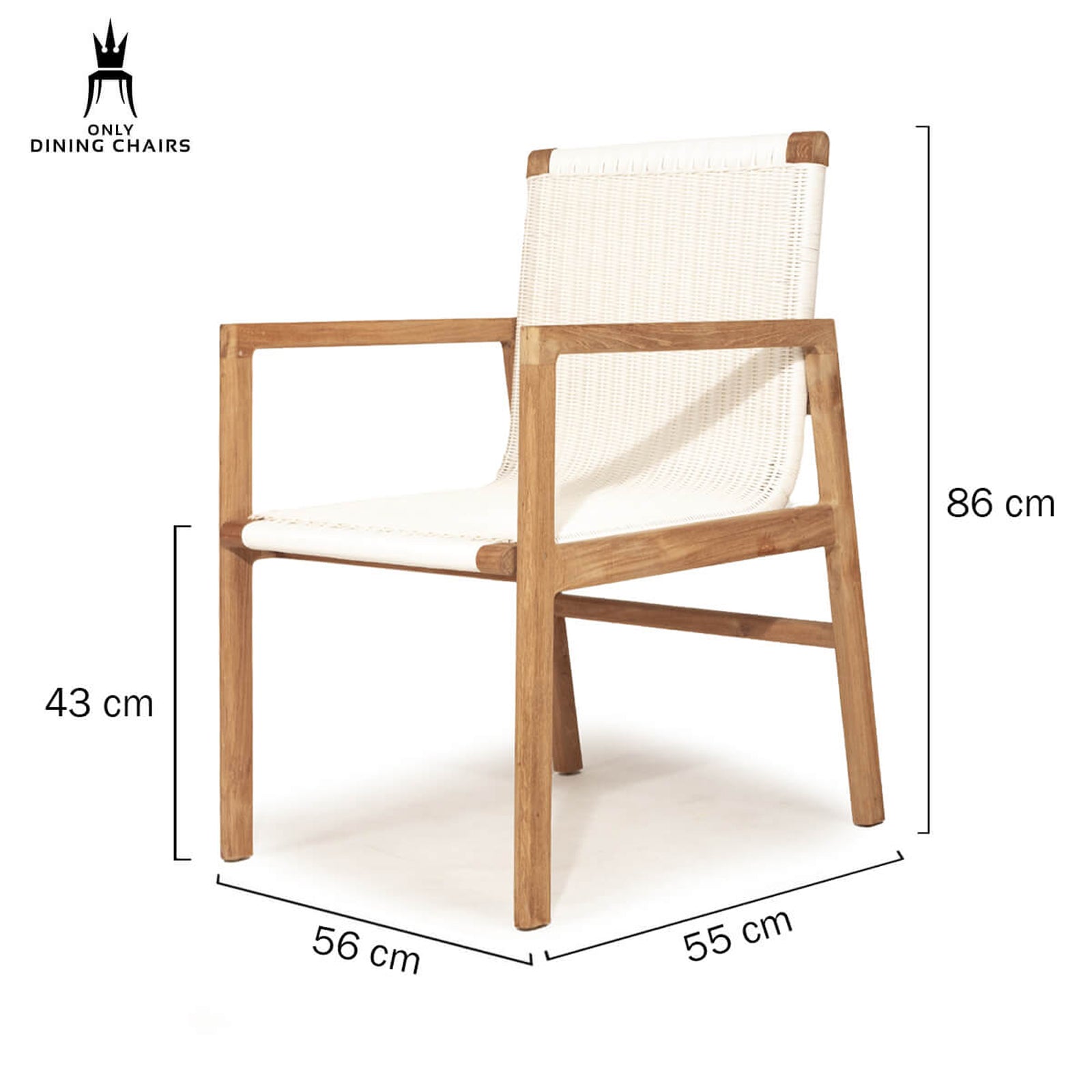 Summerset | Mid Century, Coastal Wooden Outdoor Dining Chair With Arms | White