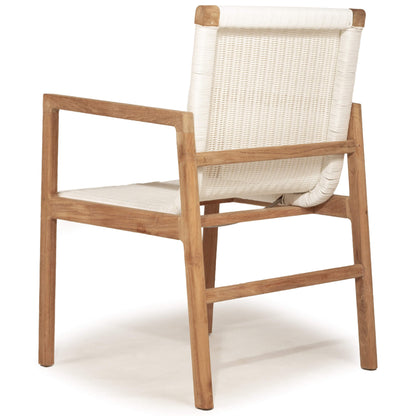 Summerset | Mid Century, Coastal Wooden Outdoor Dining Chair With Arms | White