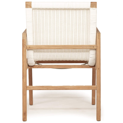 Summerset | Mid Century, Coastal Wooden Outdoor Dining Chair With Arms | White