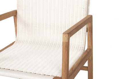 Summerset | Mid Century, Coastal Wooden Outdoor Dining Chair With Arms | White