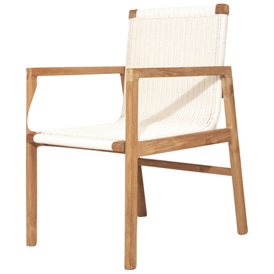 Summerset | Mid Century, Coastal Wooden Outdoor Dining Chair With Arms | White