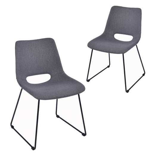 Thirlmere | Contemporary Stain Resistant Fabric Dining Chairs | Set Of 2 | Dark Grey