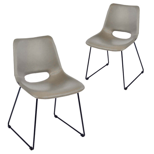Thirlmere | Contemporary Light Grey PU Leather Dining Chairs | Set Of 2 | Light Grey