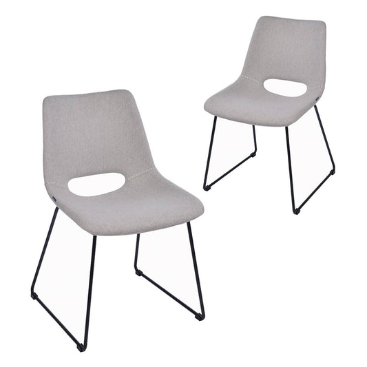 Thirlmere | Contemporary Stain Resistant Fabric Dining Chairs | Set Of 2 | Light Grey