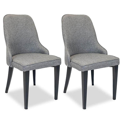 Vaucluse | Grey, Fabric, Upholstered, Mid Century, Metal Dining Chair: Set of 2 | Grey