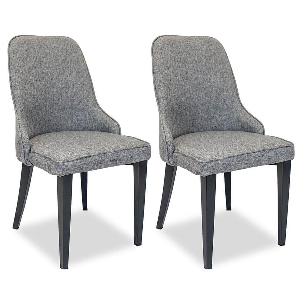 Vaucluse | Grey, Fabric, Upholstered, Mid Century, Metal Dining Chair: Set of 2 | Grey