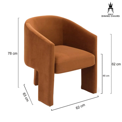 Vogue | Contemporary Natural Fabric, Caramel Velvet Dining Chair With Arms | Caramel