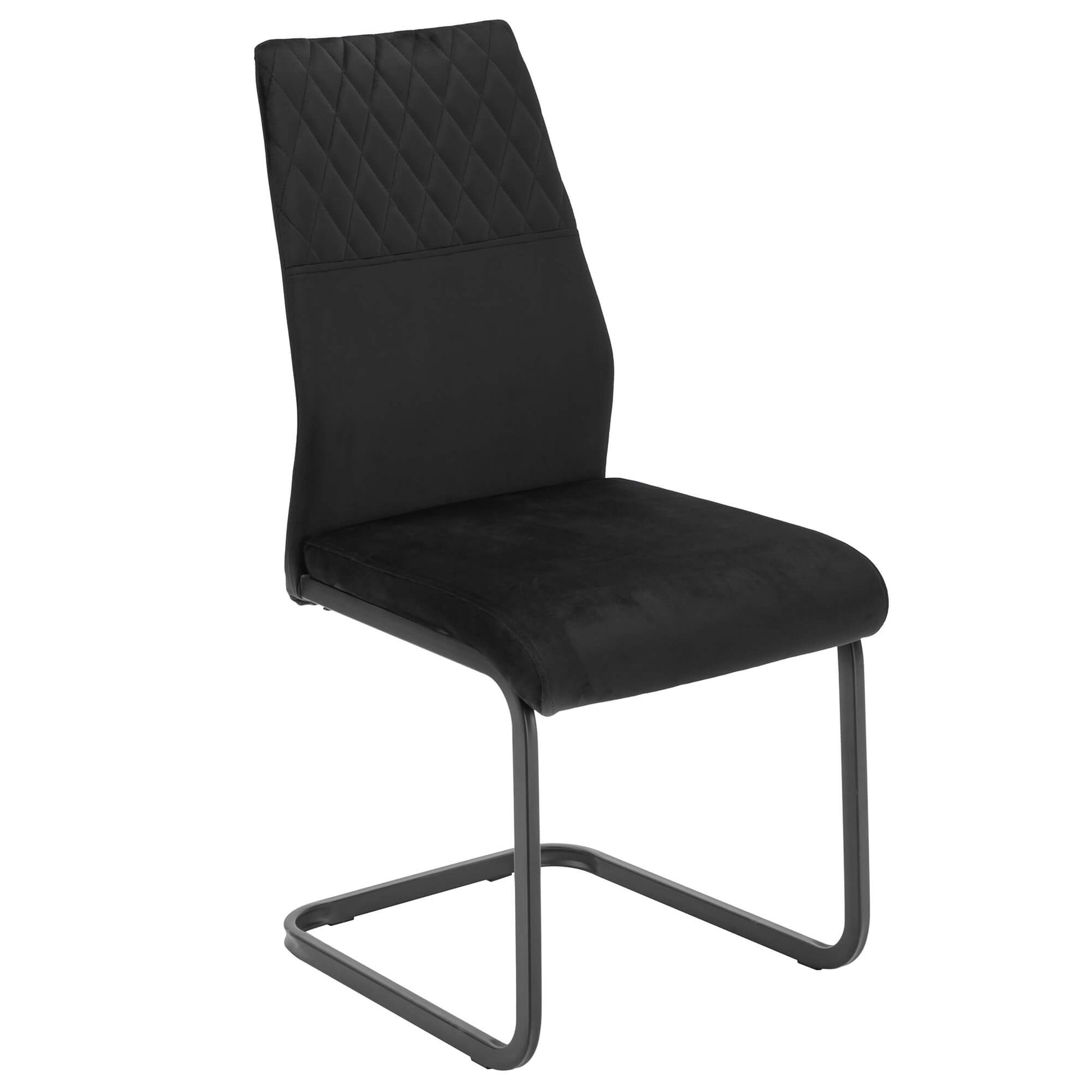 Walker | Modern Metal Grey & Black Velvet Dining Chairs | Set Of 2 | Black