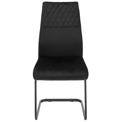 Walker | Modern Metal Grey & Black Velvet Dining Chairs | Set Of 2 | Black