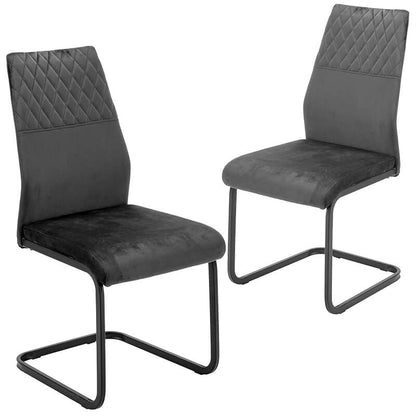 Walker | Modern Metal Grey & Black Velvet Dining Chairs | Set Of 2 | Grey