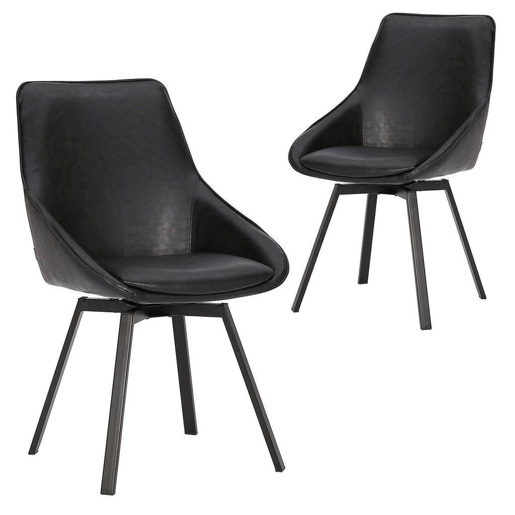 Amberley | Contemporary Swivel PU Leather Dining Chairs | Set Of 2