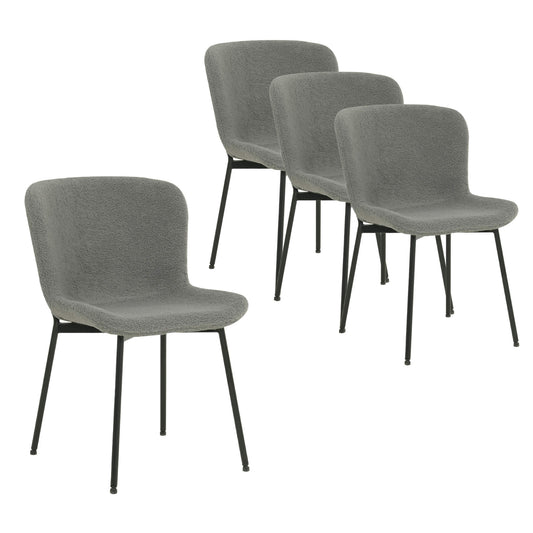 Amira | Modern Metal Fabric Dining Chairs | Set Of 4 | Grey