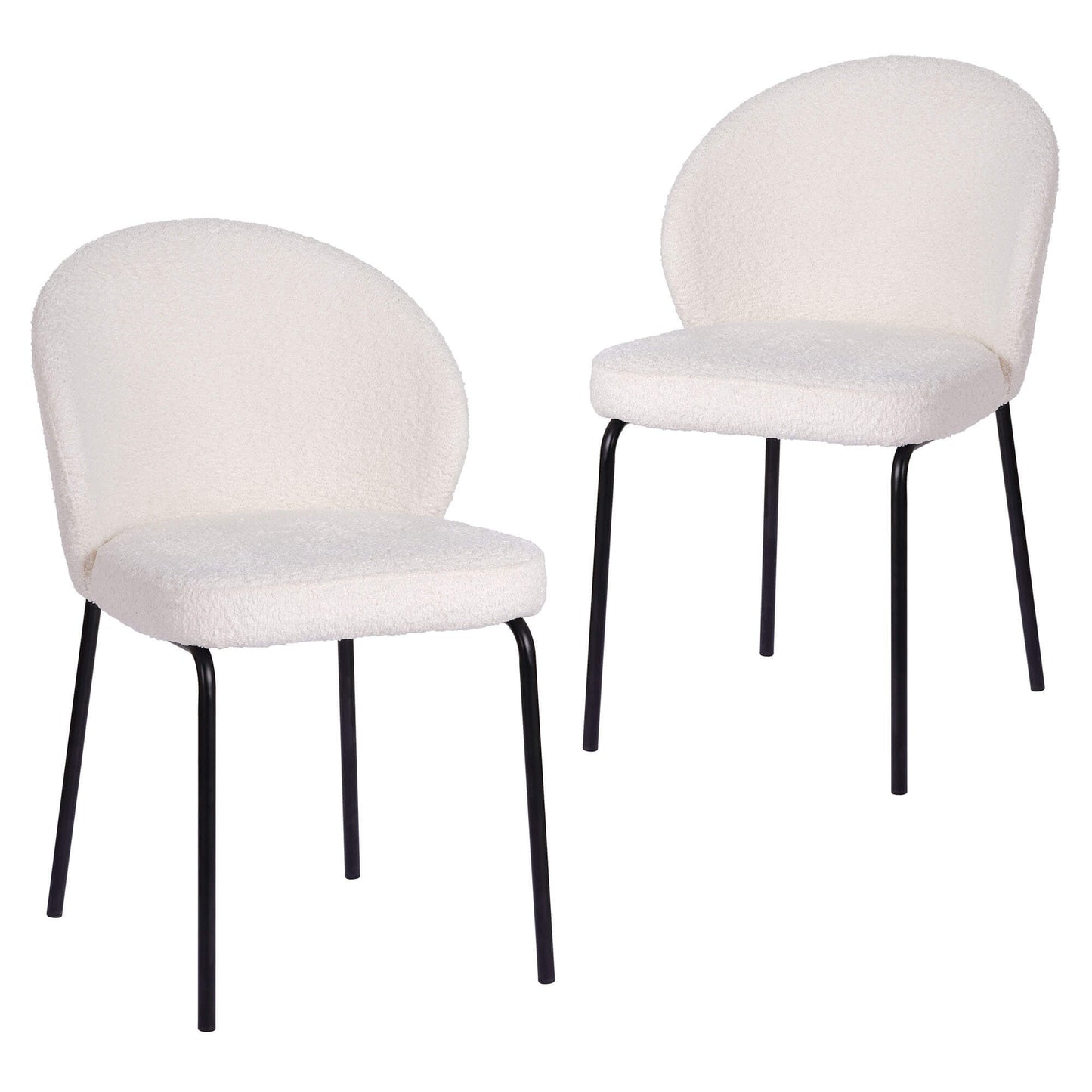 Andre | Boucle Modern Metal Fabric Dining Chairs | Set Of 2 | Ivory