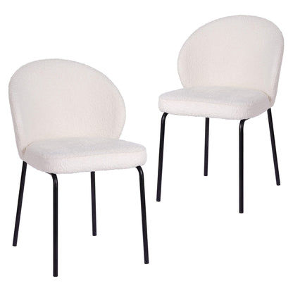 Andre | Boucle Modern Metal Fabric Dining Chairs | Set Of 2 | Ivory