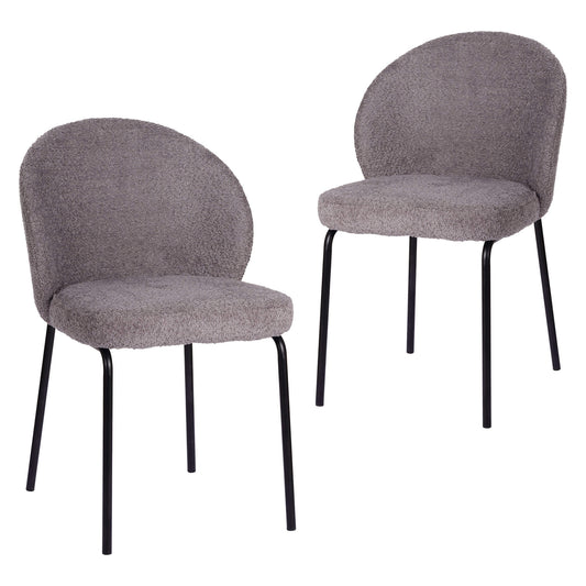 Andre | Boucle Modern Metal Fabric Dining Chairs | Set Of 2 | Pewter