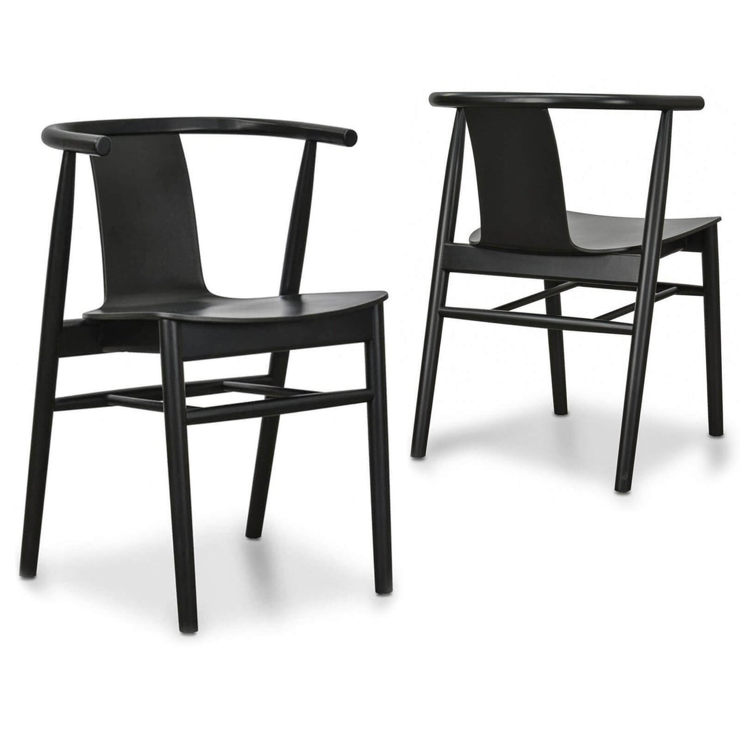 Archer | Black, Scandinavian Chairs, Wooden Dining Chairs With Arms | Set Of 2 | Black