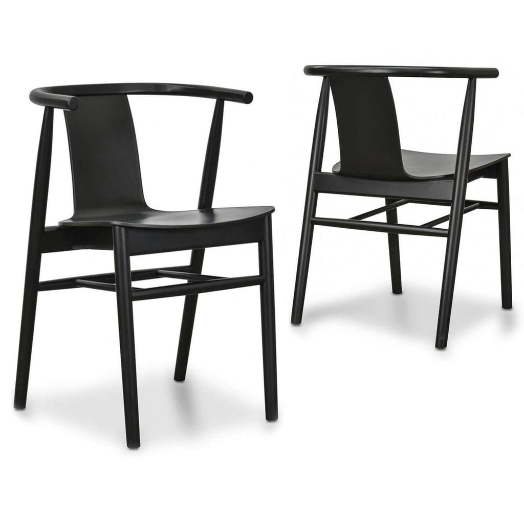Archer | Black, Scandinavian Chairs, Wooden Dining Chairs With Arms | Set Of 2