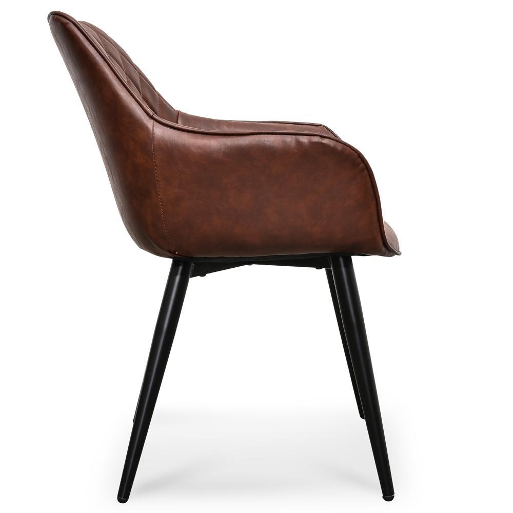 Astoria | Black, Cinnamon Brown, Leather Dining Chairs | Set Of 2 | Cinnamon Brown