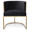Beverly | Black, Velvet, Fabric, Upholstered, Modern, Gold, Steel, Hollywood Style Dining Chair-Only Dining Chairs