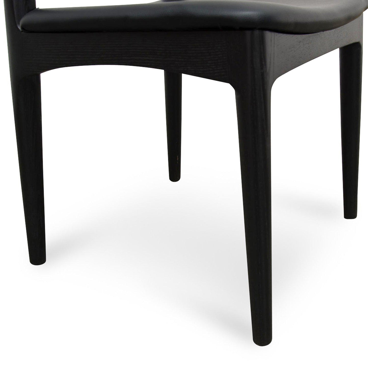 Bowman | Black Leather, Natural Wooden Dining Chairs | Set Of 2 | Black