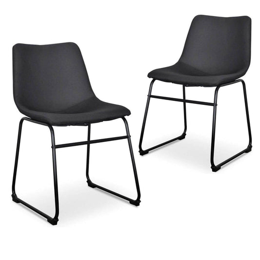 Chatfield | Black Upholstered Fabric Modern Dining Chairs | Set Of 2 | Black