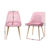Electra | Pink, Grey, Velvet, Fabric, Scallop Shell Back, Modern, Contemporary, Hollywood Style, Metal Dining Chairs: Set of 2-Only Dining Chairs