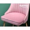 Electra | Pink, Grey, Velvet, Fabric, Scallop Shell Back, Modern, Contemporary, Hollywood Style, Metal Dining Chairs: Set of 2-Only Dining Chairs